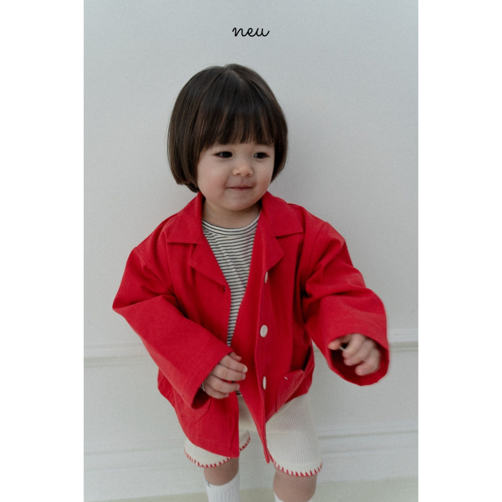 26春 正韓 neu｜Little Vintage 基本款百搭 單寧外套  藍/紅-細節圖7