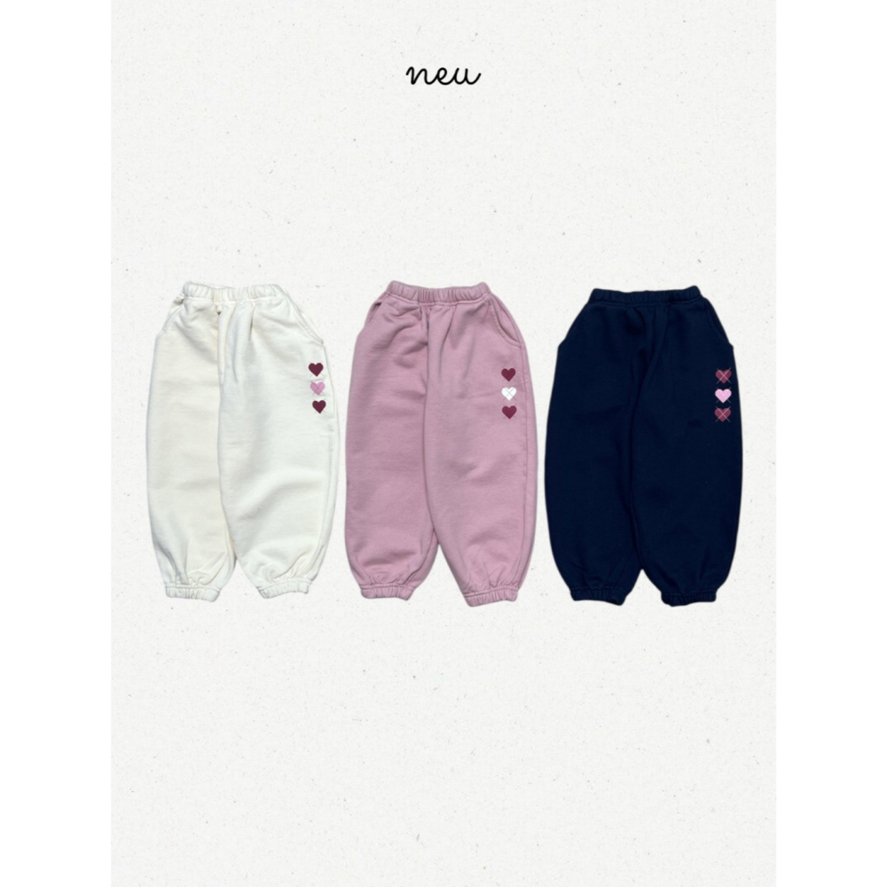 26春 正韓 neu｜Little Vintage  愛心日常 慢跑褲  白/粉/海軍藍-細節圖2