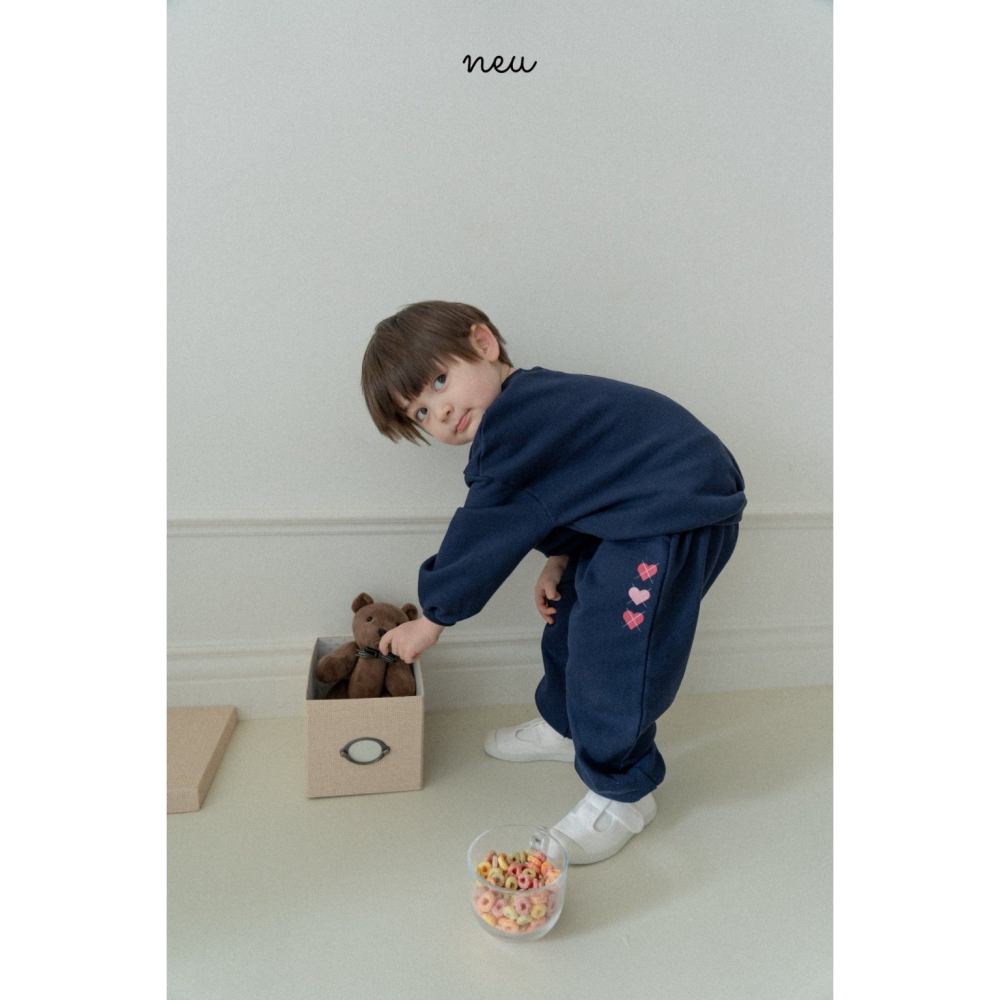 26春 正韓 neu｜Little Vintage  愛心日常 慢跑褲  白/粉/海軍藍-細節圖3