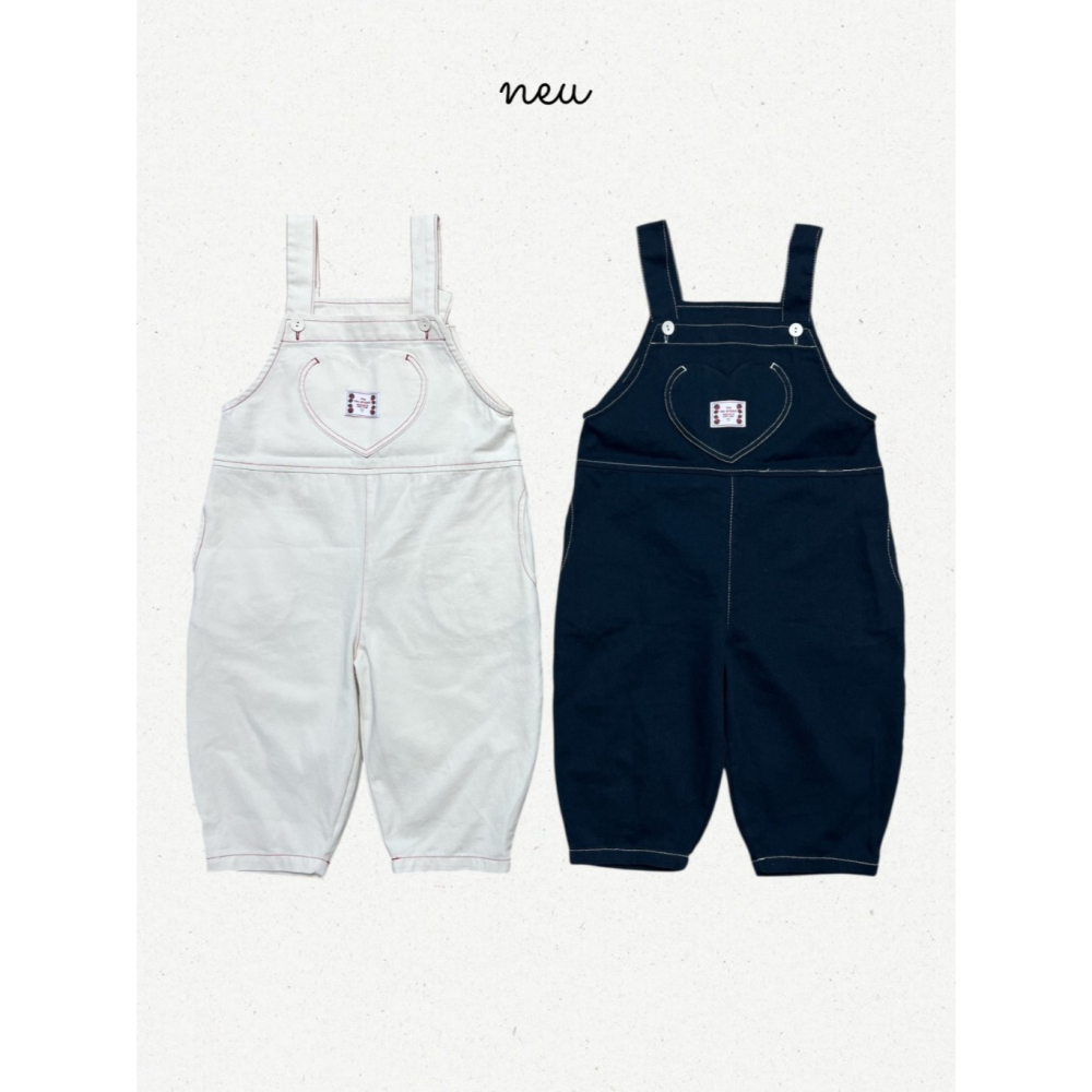 26春 正韓 neu｜Little Vintage 愛心日常 吊帶褲  米白/單寧藍-細節圖2