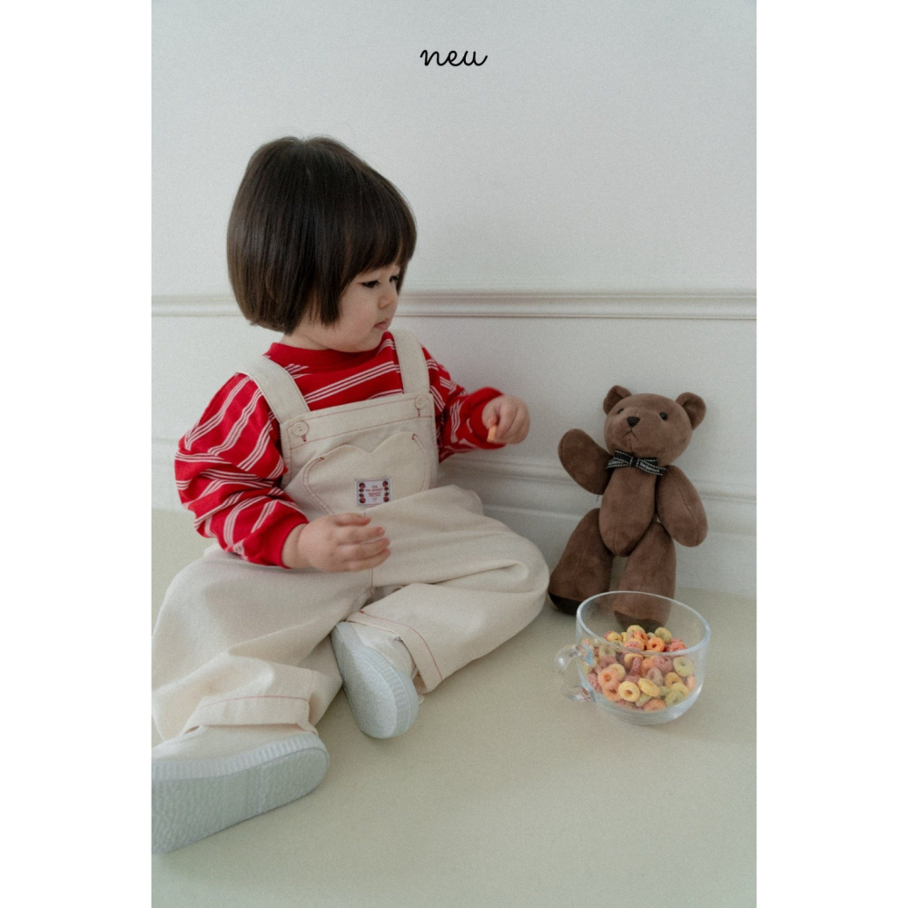 26春 正韓 neu｜Little Vintage 愛心日常 吊帶褲  米白/單寧藍-細節圖3