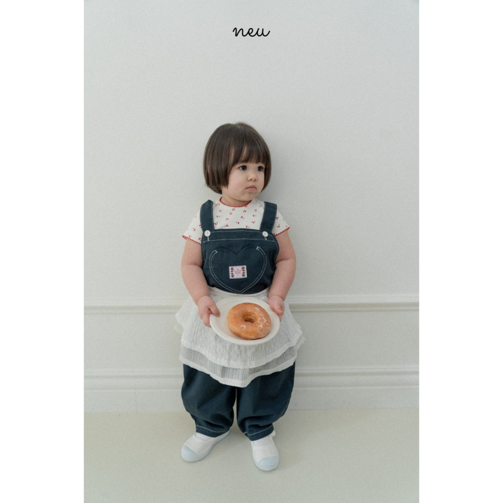 26春 正韓 neu｜Little Vintage 愛心日常 吊帶褲  米白/單寧藍-細節圖5