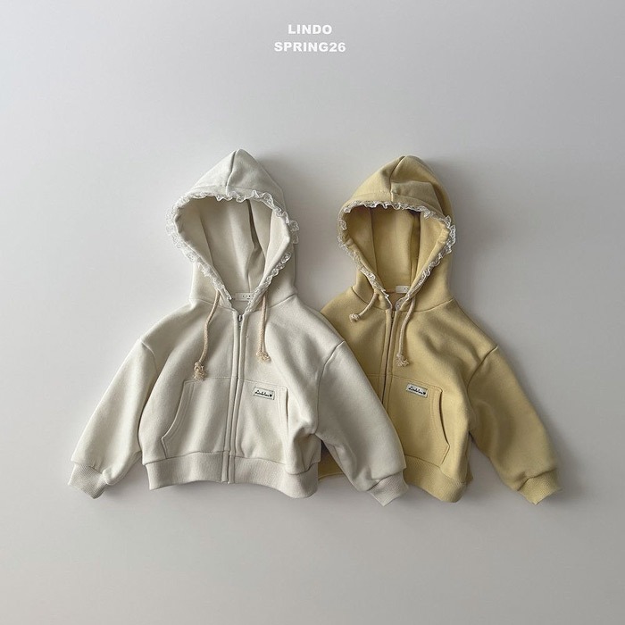 26春 正韓 LINDO｜Soft Bloom 蕾絲邊連帽外套-細節圖2