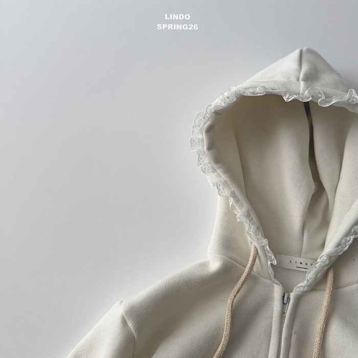 26春 正韓 LINDO｜Soft Bloom 蕾絲邊連帽外套-細節圖6