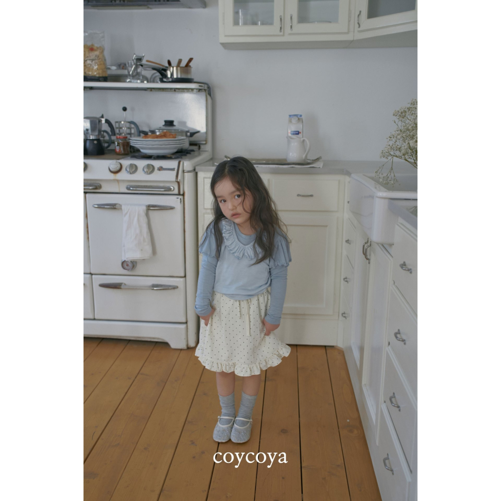 26春 正韓 COYCOYA｜Soft Lounge 波點荷葉邊 及膝裙-細節圖2