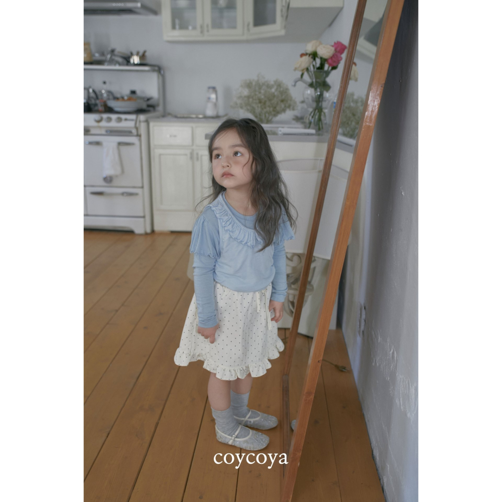 26春 正韓 COYCOYA｜Soft Lounge 波點荷葉邊 及膝裙-細節圖3