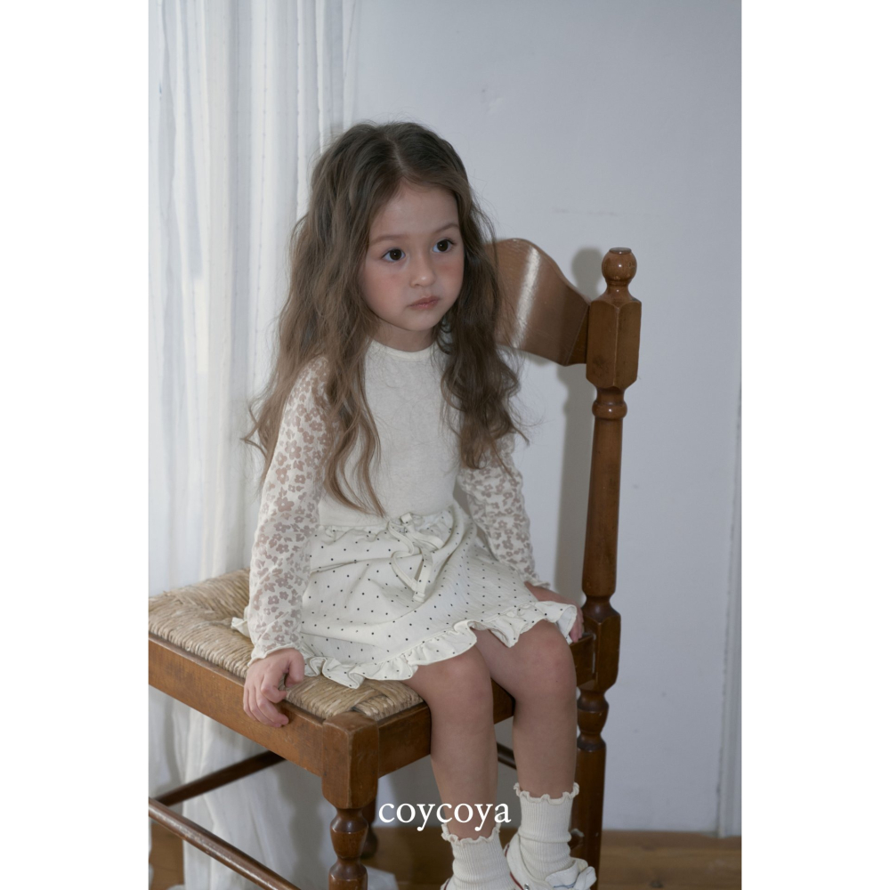 26春 正韓 COYCOYA｜Soft Lounge 波點荷葉邊 及膝裙-細節圖6