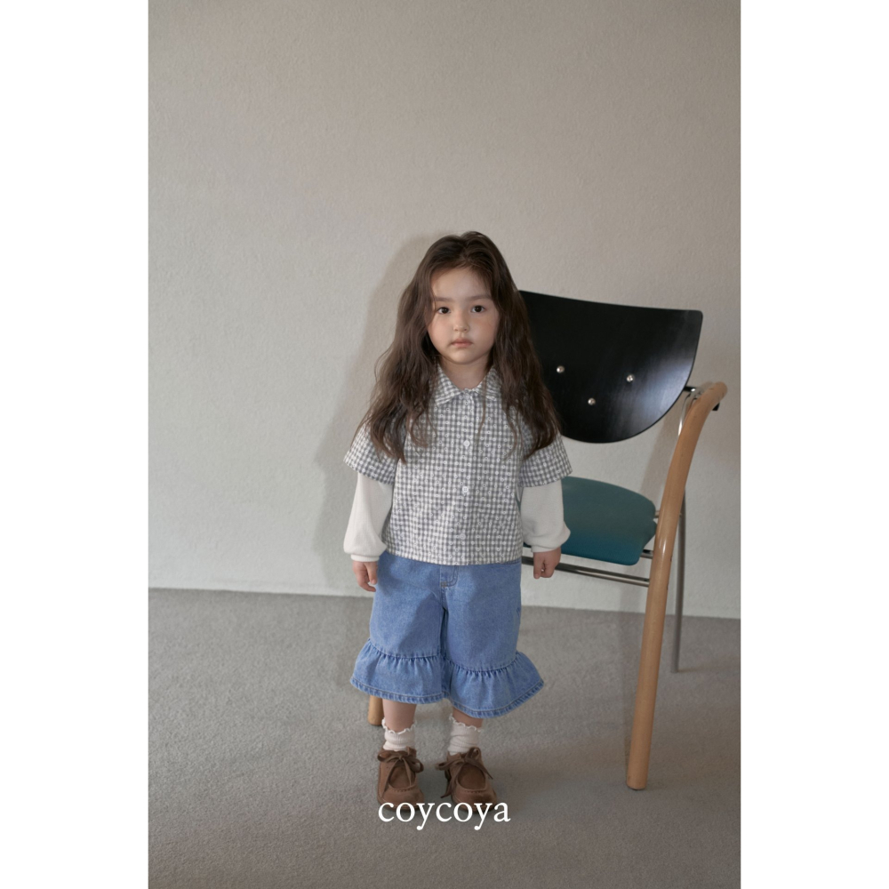 26春 正韓 COYCOYA｜Soft Lounge 荷葉牛仔五分褲-細節圖2