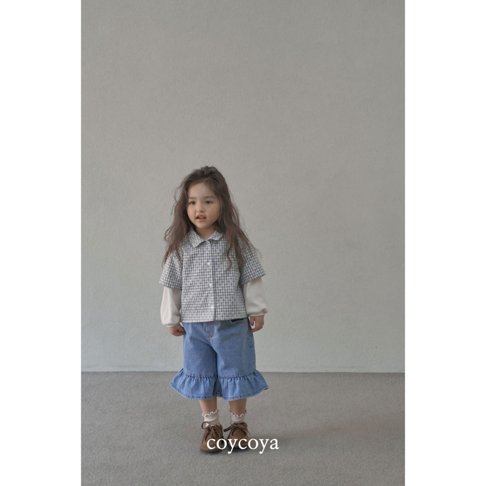 26春 正韓 COYCOYA｜Soft Lounge 荷葉牛仔五分褲-細節圖3