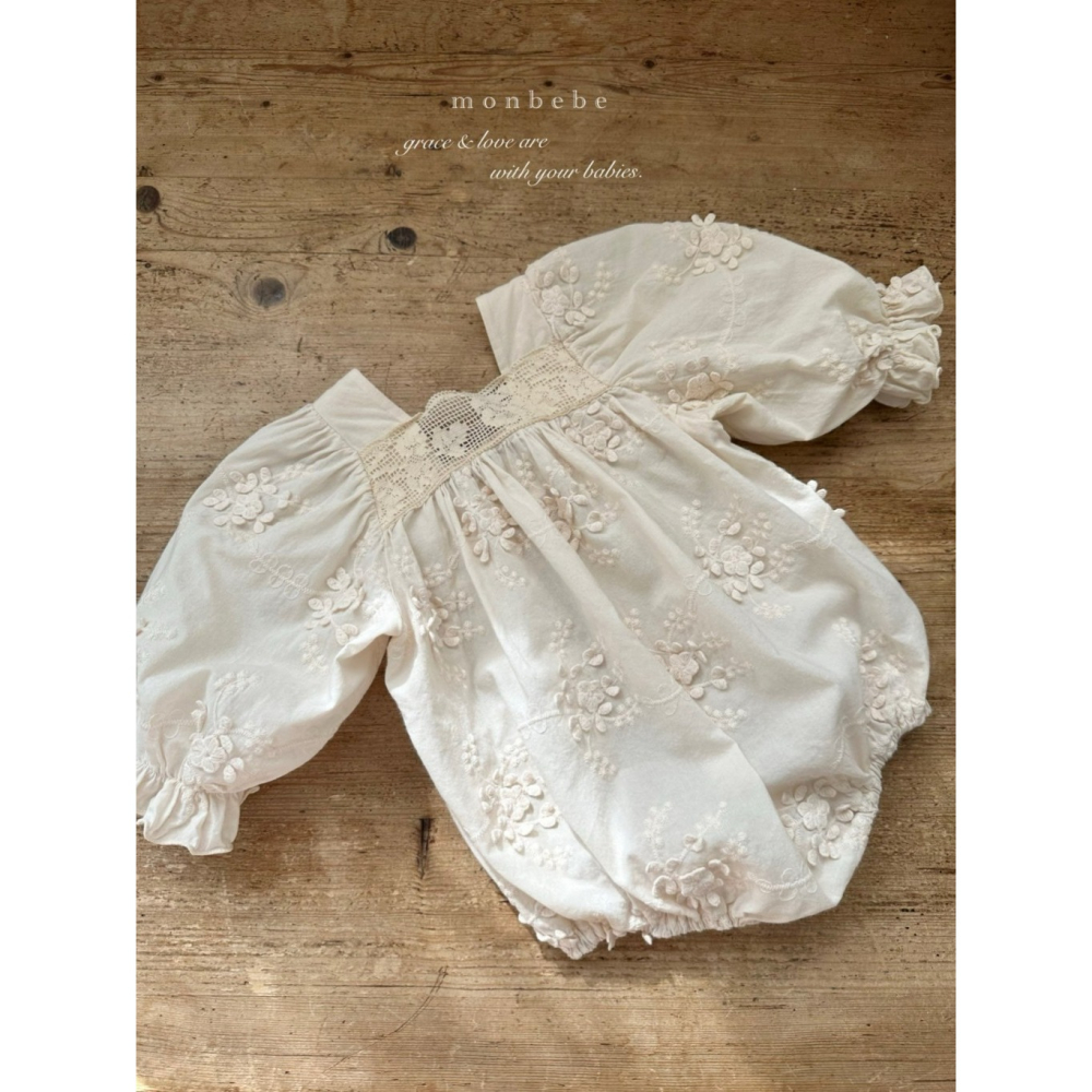 26春 正韓 monbebe 質感刺繡 包屁衣 baby款 大推-細節圖2
