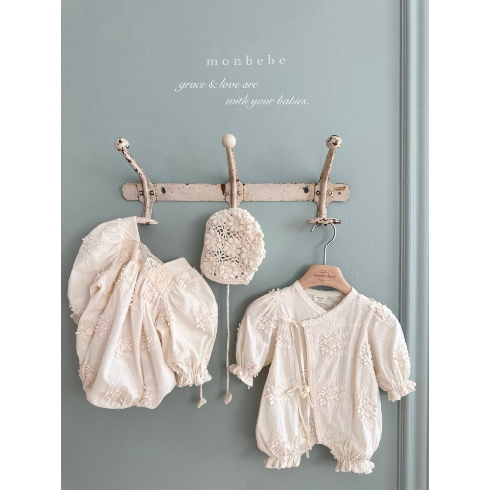 26春 正韓 monbebe 質感刺繡 包屁衣 baby款 大推-細節圖3