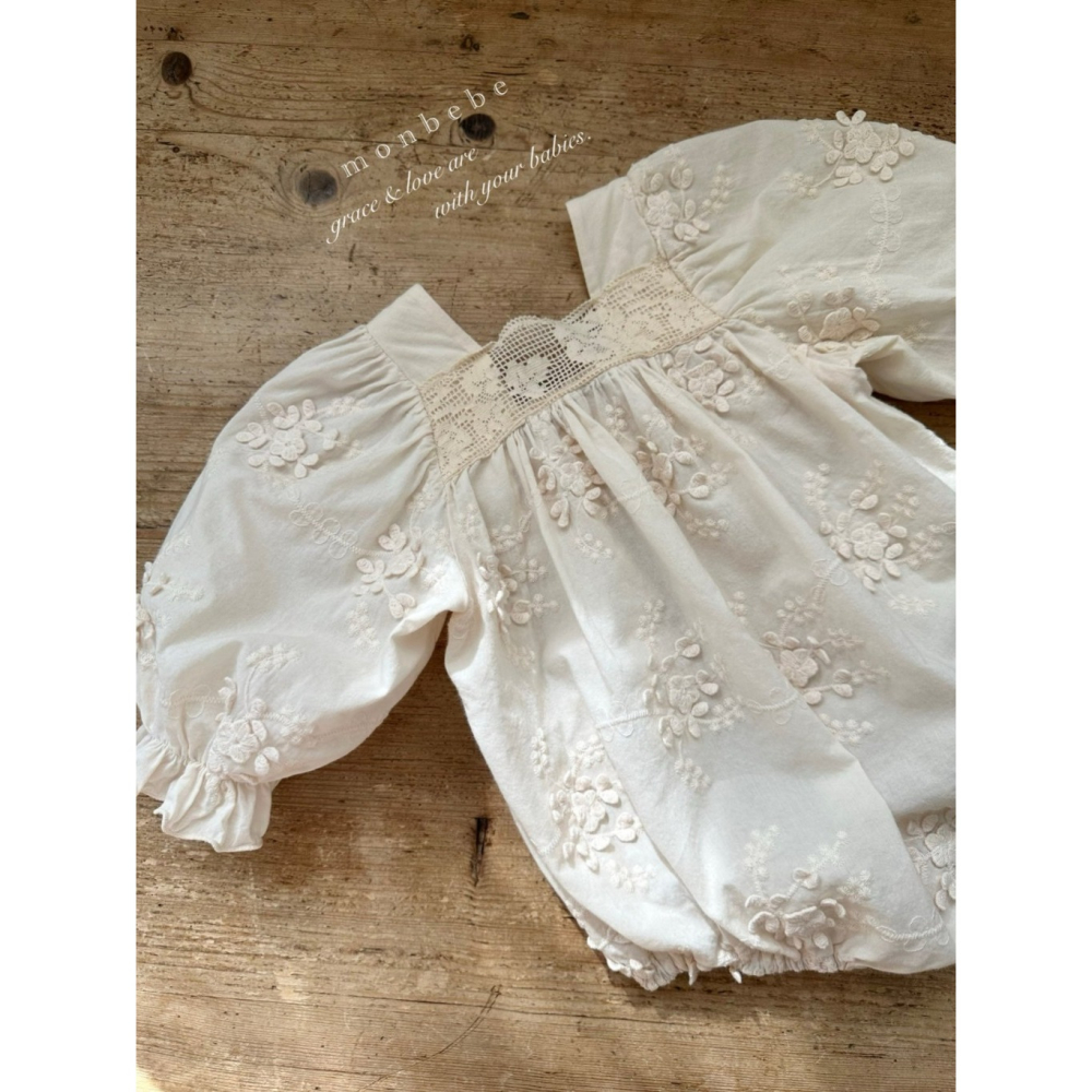 26春 正韓 monbebe 質感刺繡 包屁衣 baby款 大推-細節圖4