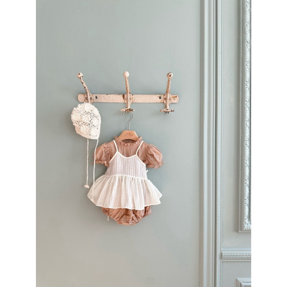 26春 正韓 monbebe  高級立領刺繡 包屁衣 baby款（另有幼童、Mom款）-細節圖6