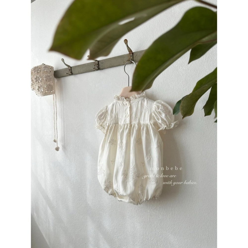 26夏 正韓 monbebe  高級立領刺繡 包屁衣 baby款（另有幼童、Mom款）-細節圖3