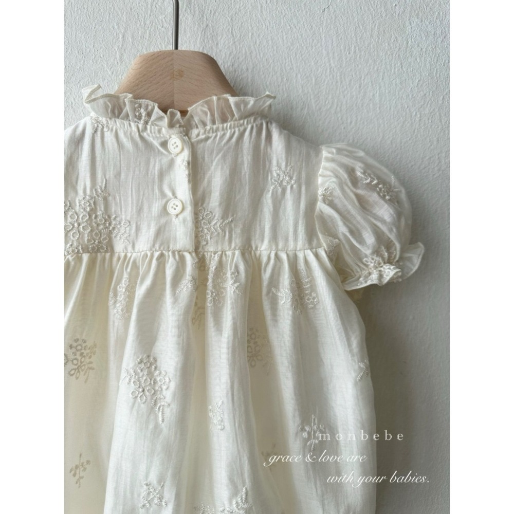 26夏 正韓 monbebe  高級立領刺繡 包屁衣 baby款（另有幼童、Mom款）-細節圖5