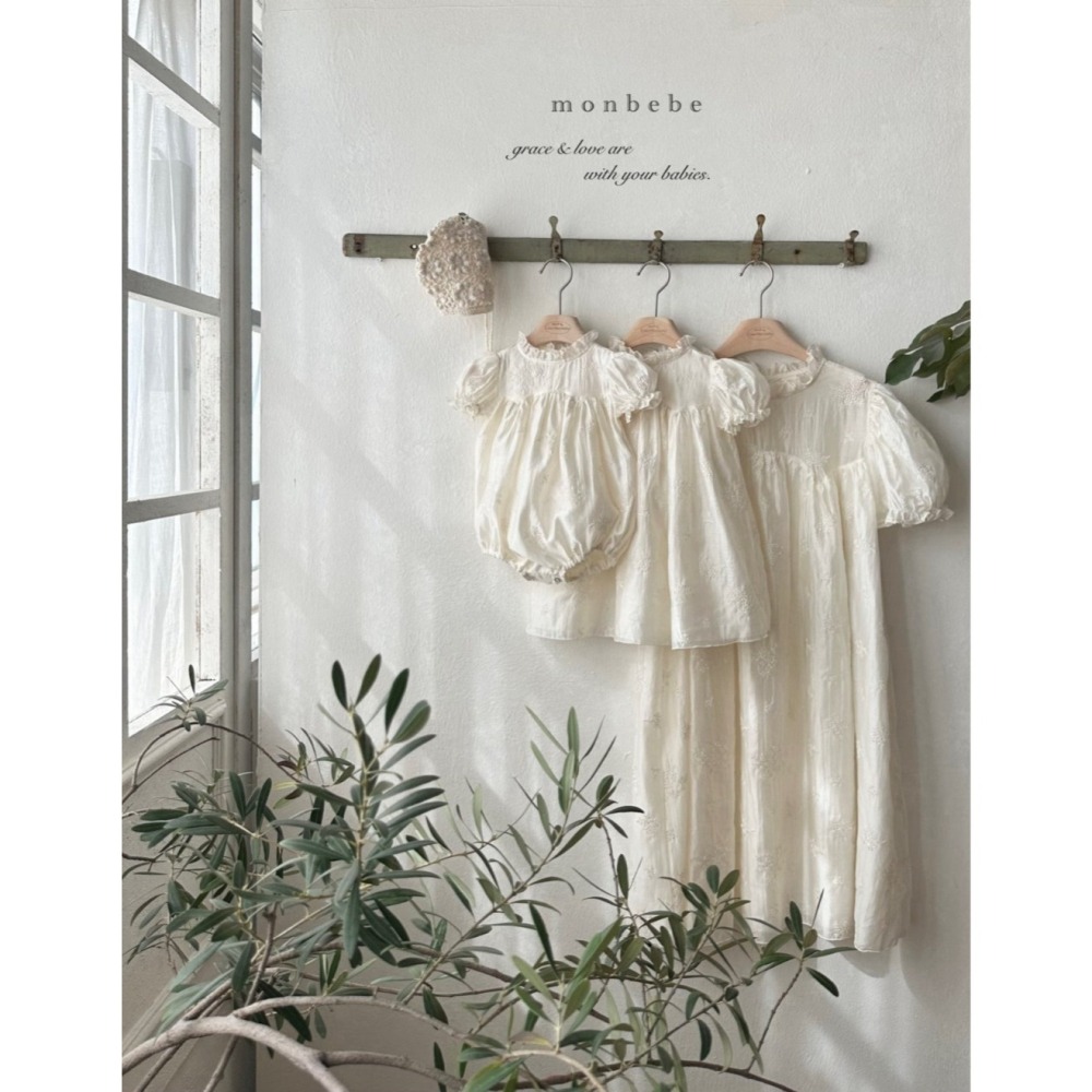26夏 正韓 monbebe  高級立領刺繡 包屁衣 baby款（另有幼童、Mom款）-細節圖8