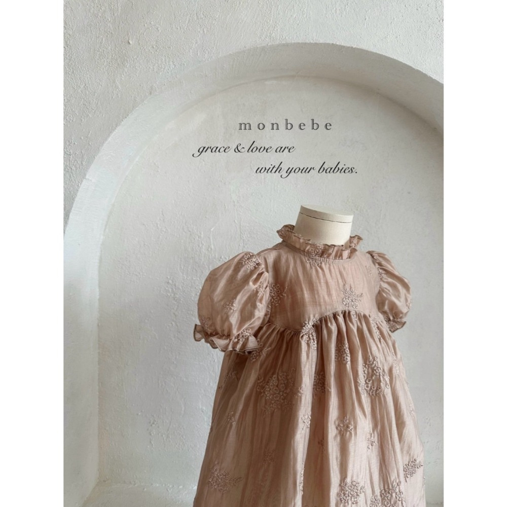 26夏 正韓 monbebe 高級立領刺繡 洋裝 幼童、Mom款-細節圖5