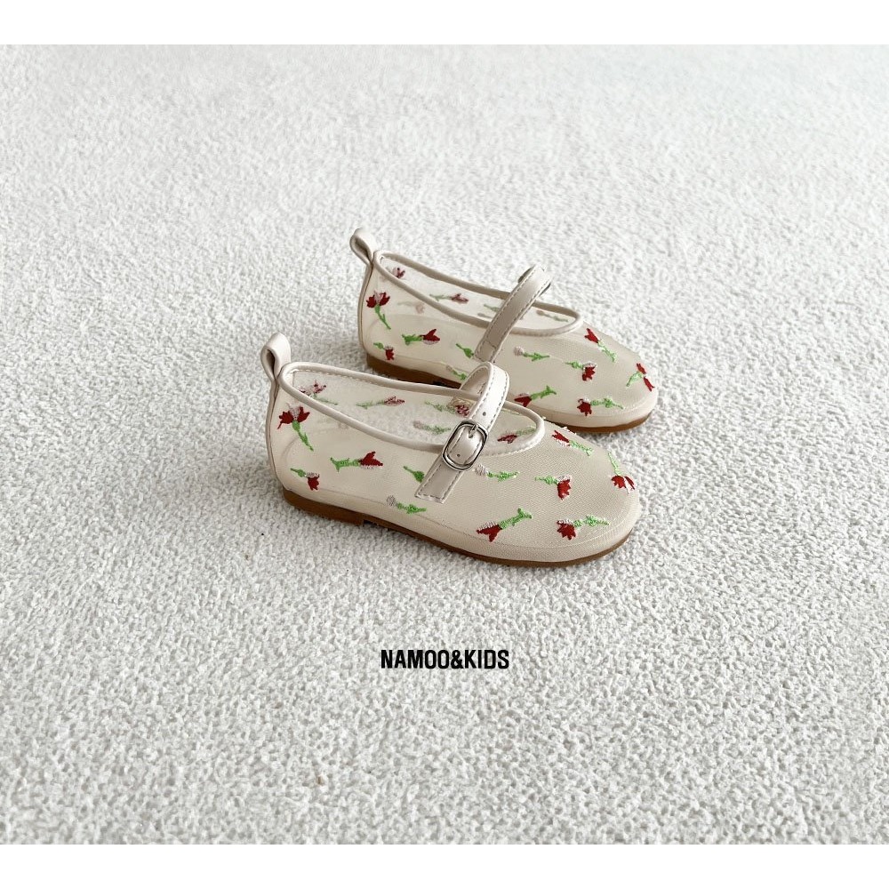 26春 正韓 Namoo 質感刺繡花花 平底鞋-細節圖3