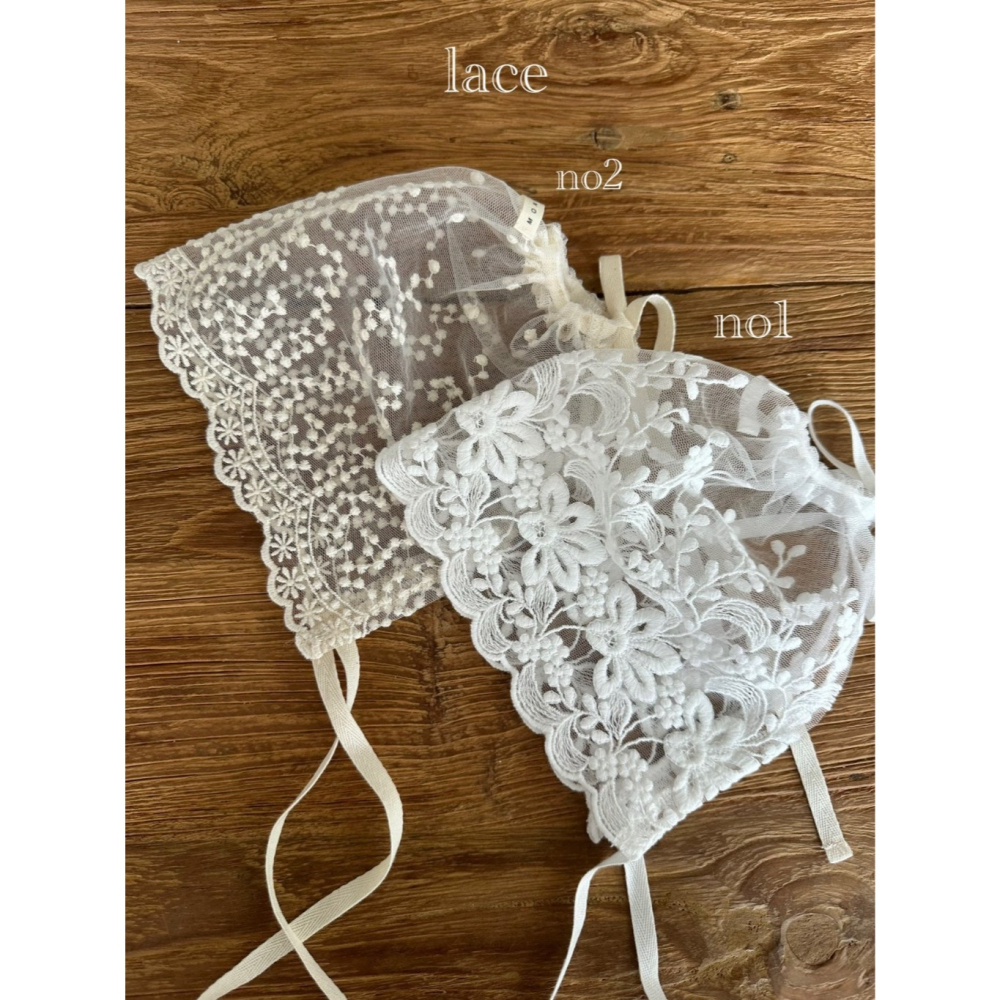 26春 正韓 monbebe  質感蕾絲 綁帶帽 baby款-細節圖4