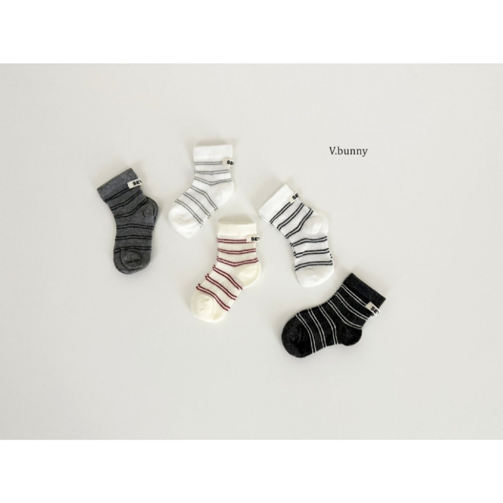正韓 V.bunny 條紋短襪（五雙一組）-細節圖2