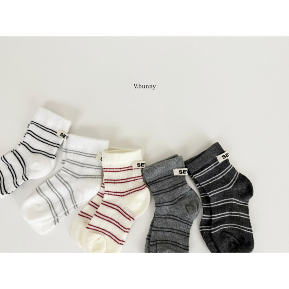 正韓 V.bunny 條紋短襪（五雙一組）-細節圖4
