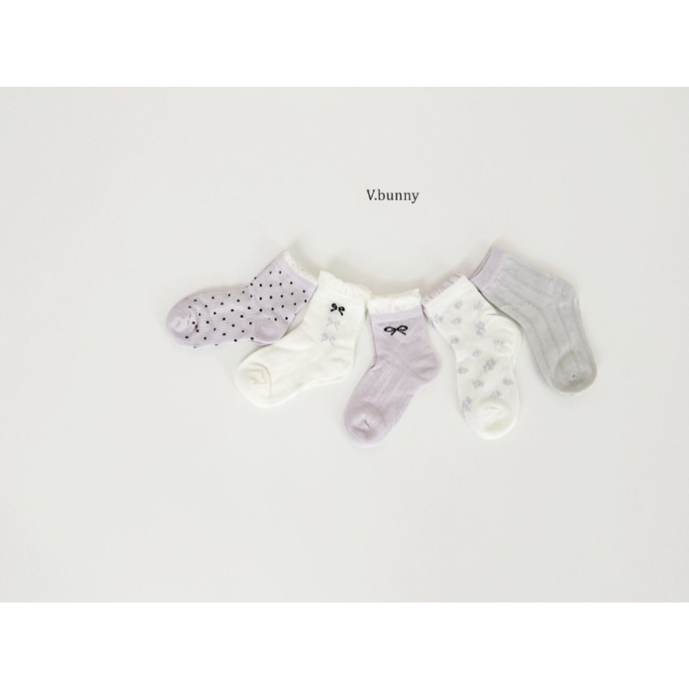 正韓 V.bunny 紫色系短襪（五雙一組）-細節圖2