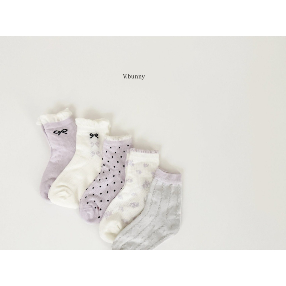 正韓 V.bunny 紫色系短襪（五雙一組）-細節圖3