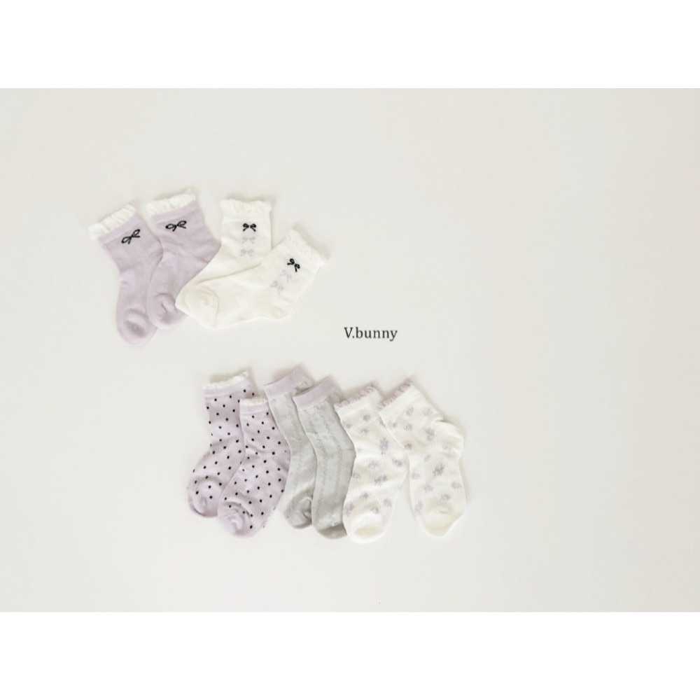 正韓 V.bunny 紫色系短襪（五雙一組）-細節圖4