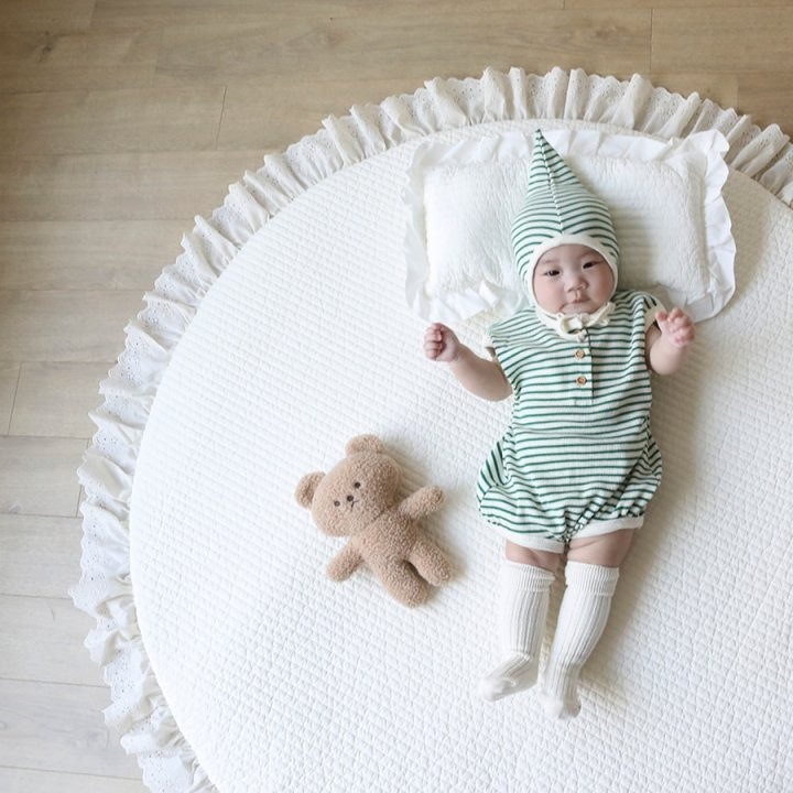 26春 正韓 LEMONADE｜Little Sailor｜條紋木釦 包屁衣-細節圖2