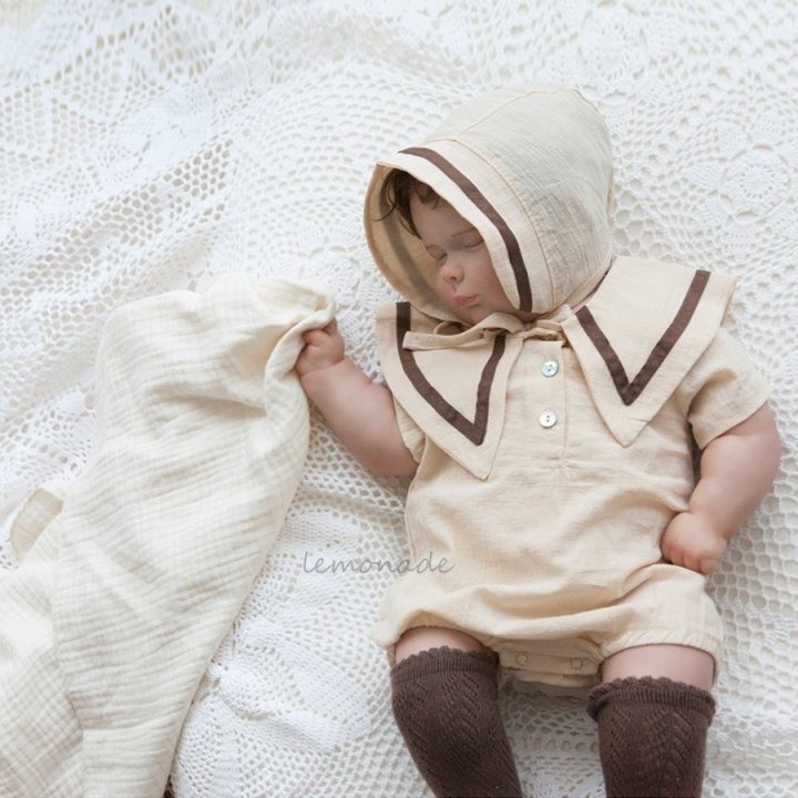 26春 正韓 LEMONADE｜Little Sailor｜學院大翻領 包屁衣-細節圖4