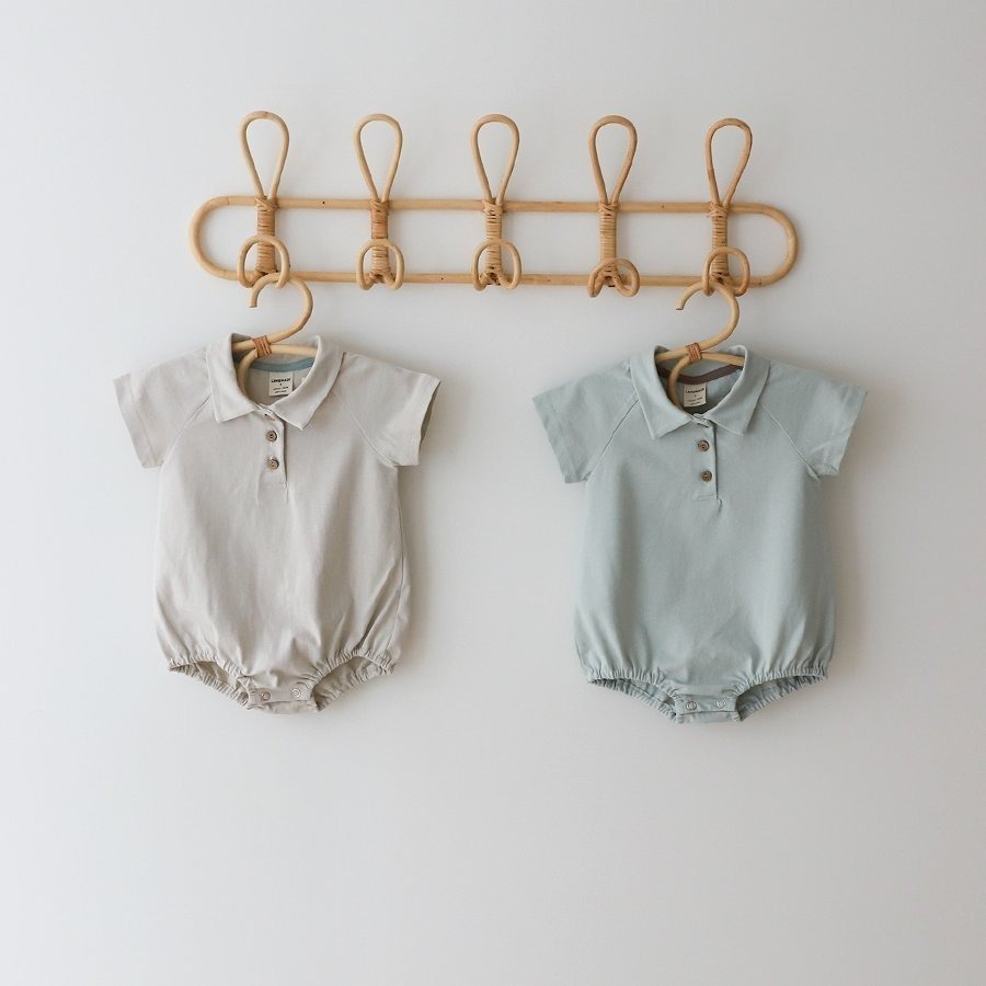 26春 正韓 LEMONADE｜Little Sailor｜簡約木釦 包屁衣-細節圖2