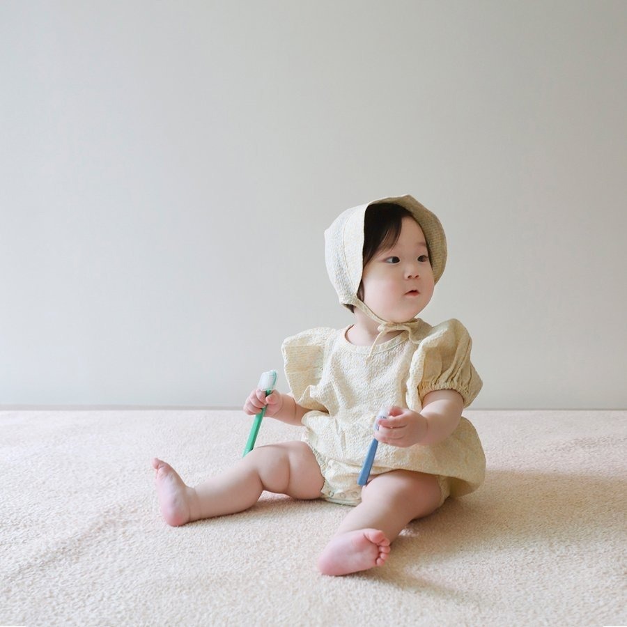 26春 正韓 LEMONADE｜Little Sailor｜低調花紋 包屁衣-細節圖2