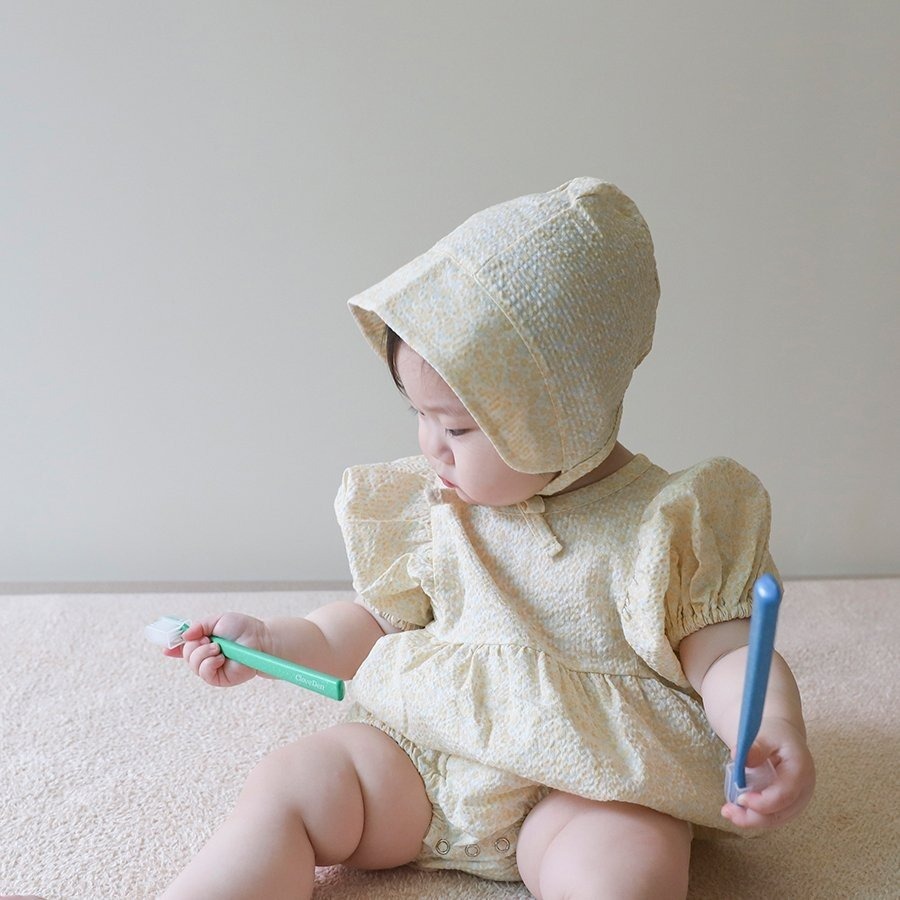 26春 正韓 LEMONADE｜Little Sailor｜低調花紋 包屁衣-細節圖3