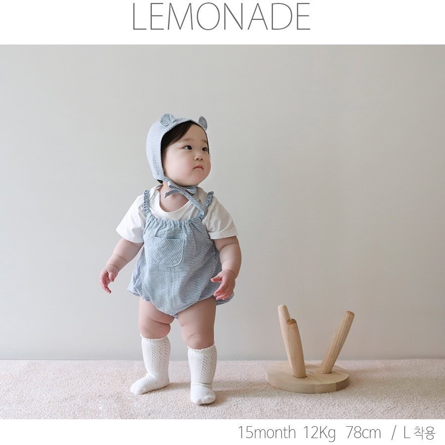 26春 正韓 LEMONADE｜Little Sailor｜清新小格紋 包屁衣 大推款-細節圖2