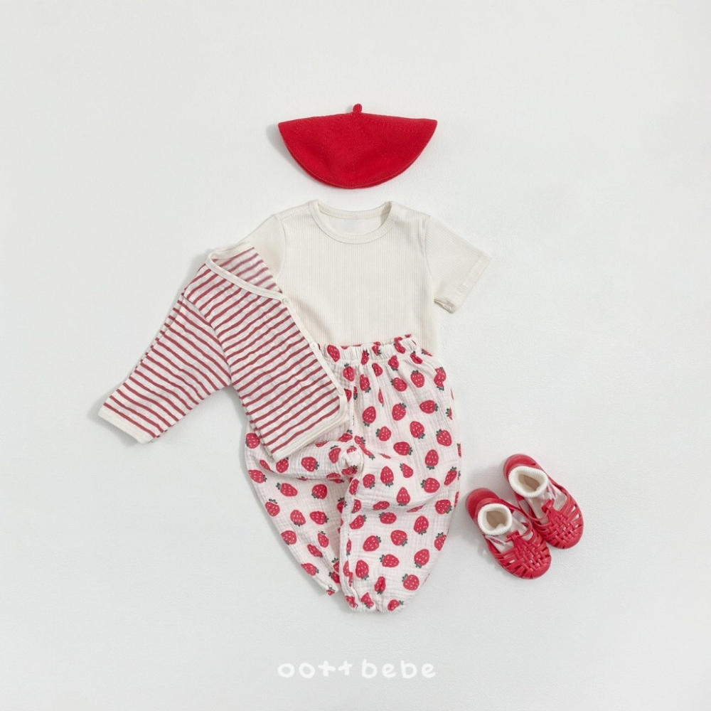 26夏 正韓 OOTTBEBe｜Soft Daily｜素色上衣+條紋外套 （一組兩件）-細節圖4