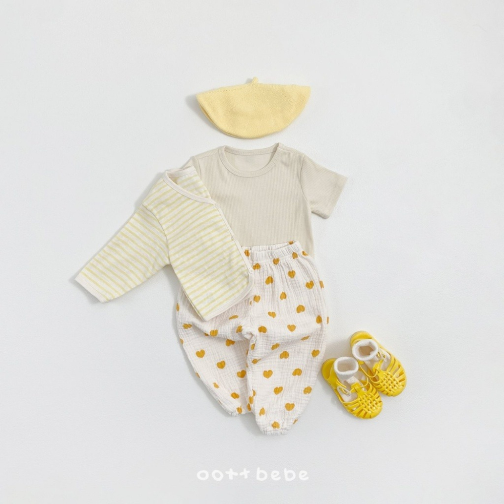 26夏 正韓 OOTTBEBe｜Soft Daily｜素色上衣+條紋外套 （一組兩件）-細節圖5