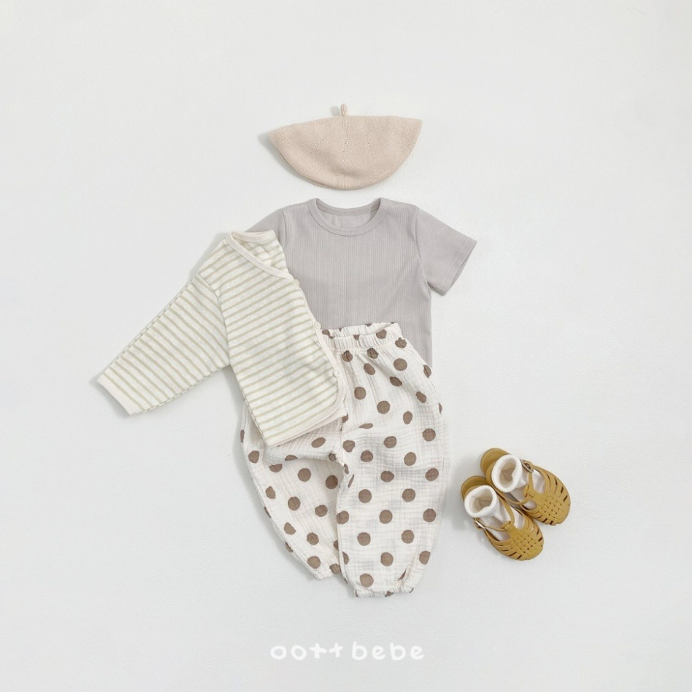 26夏 正韓 OOTTBEBe｜Soft Daily｜素色上衣+條紋外套 （一組兩件）-細節圖6
