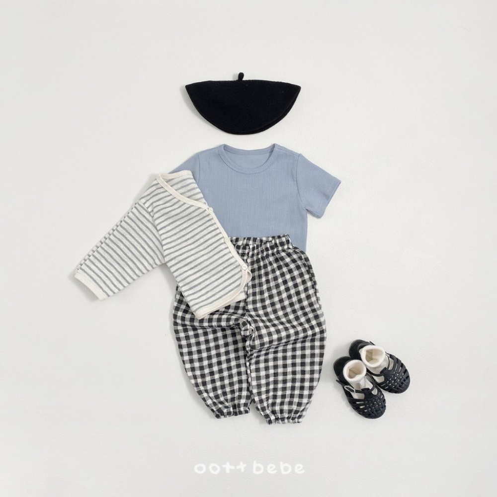 26夏 正韓 OOTTBEBe｜Soft Daily｜素色上衣+條紋外套 （一組兩件）-細節圖7
