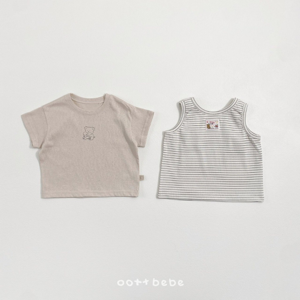 26夏 正韓 OOTTBEBe｜Soft Daily｜簡約素色T（無袖+短袖組合） baby款-細節圖5