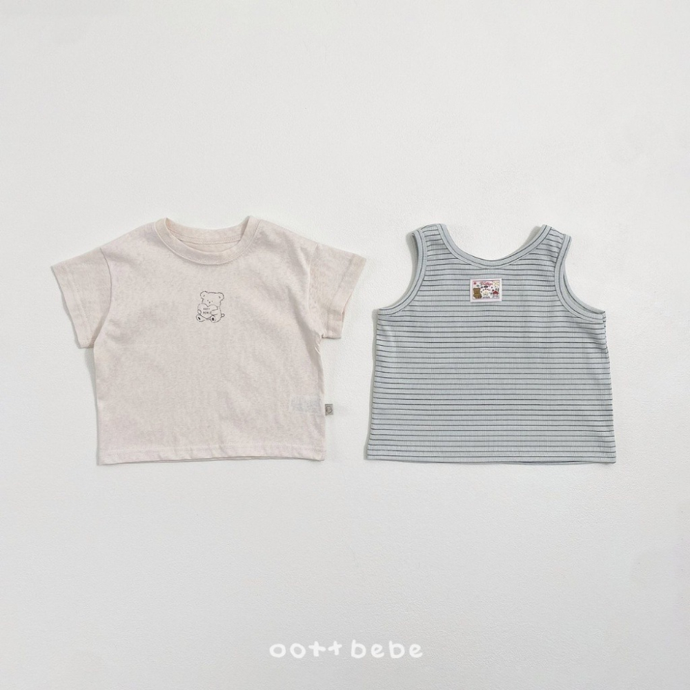 26夏 正韓 OOTTBEBe｜Soft Daily｜簡約素色T（無袖+短袖組合） 幼童款-細節圖4