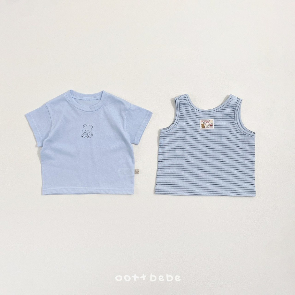 26夏 正韓 OOTTBEBe｜Soft Daily｜簡約素色T（無袖+短袖組合） 幼童款-細節圖6