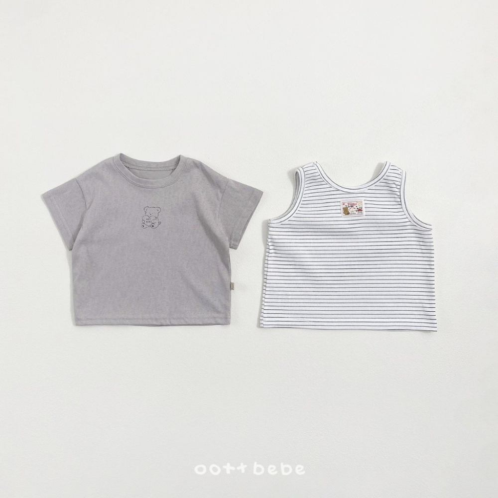 26夏 正韓 OOTTBEBe｜Soft Daily｜簡約素色T（無袖+短袖組合） 幼童款-細節圖7