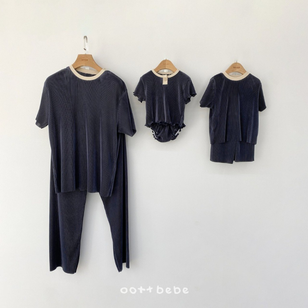 26夏 正韓 OOTTBEBe｜Soft Daily｜皺皺壓紋 光澤套裝 幼童/Mom款-細節圖6