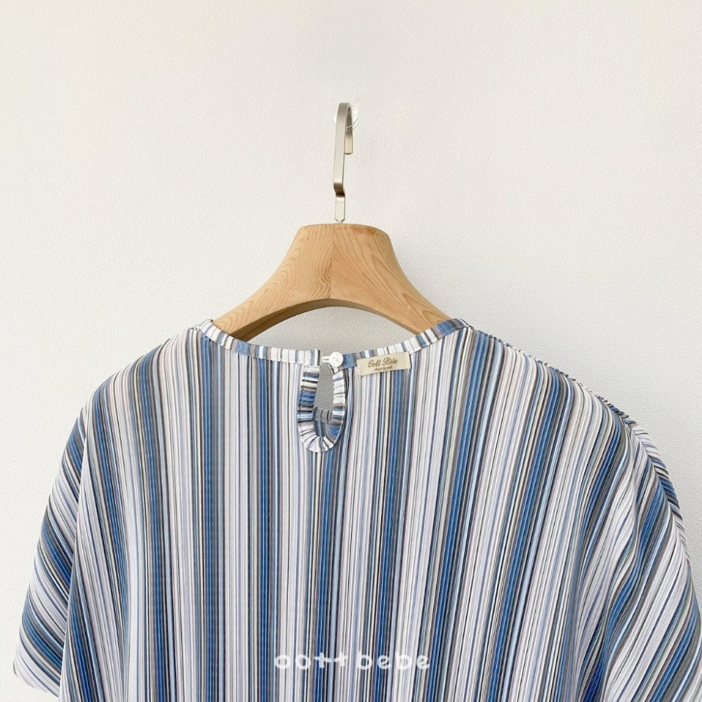 26夏 正韓 OOTTBEBe｜Soft Daily｜皺皺直條 細肩帶洋裝 幼童/Mom款-細節圖9