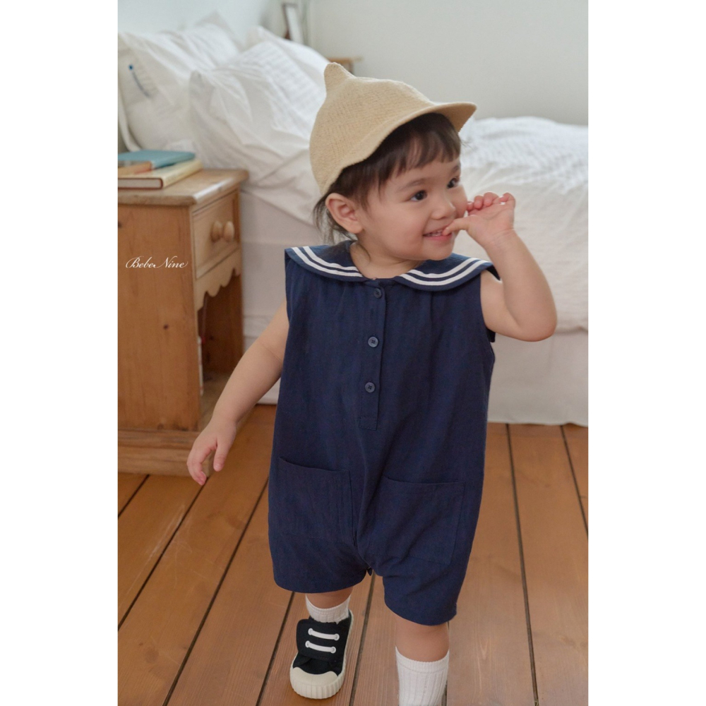 26夏 正韓 BEBENINE｜Milk Beige 海軍領 連身褲 baby款-細節圖2