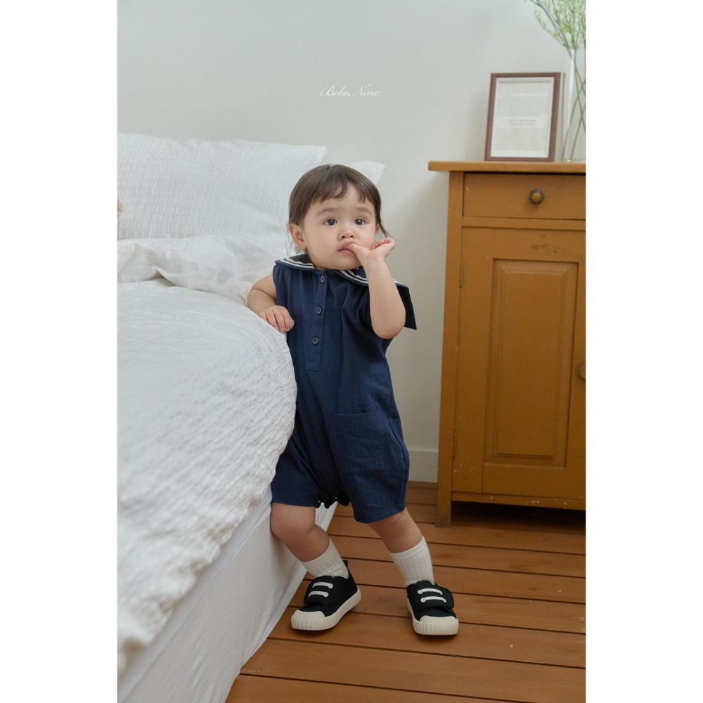 26夏 正韓 BEBENINE｜Milk Beige 海軍領 連身褲 baby款-細節圖4