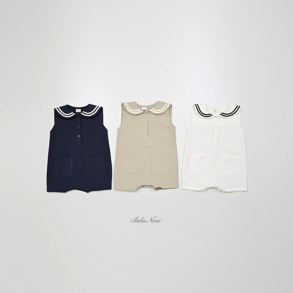 26夏 正韓 BEBENINE｜Milk Beige 海軍領 連身褲 baby款-細節圖6