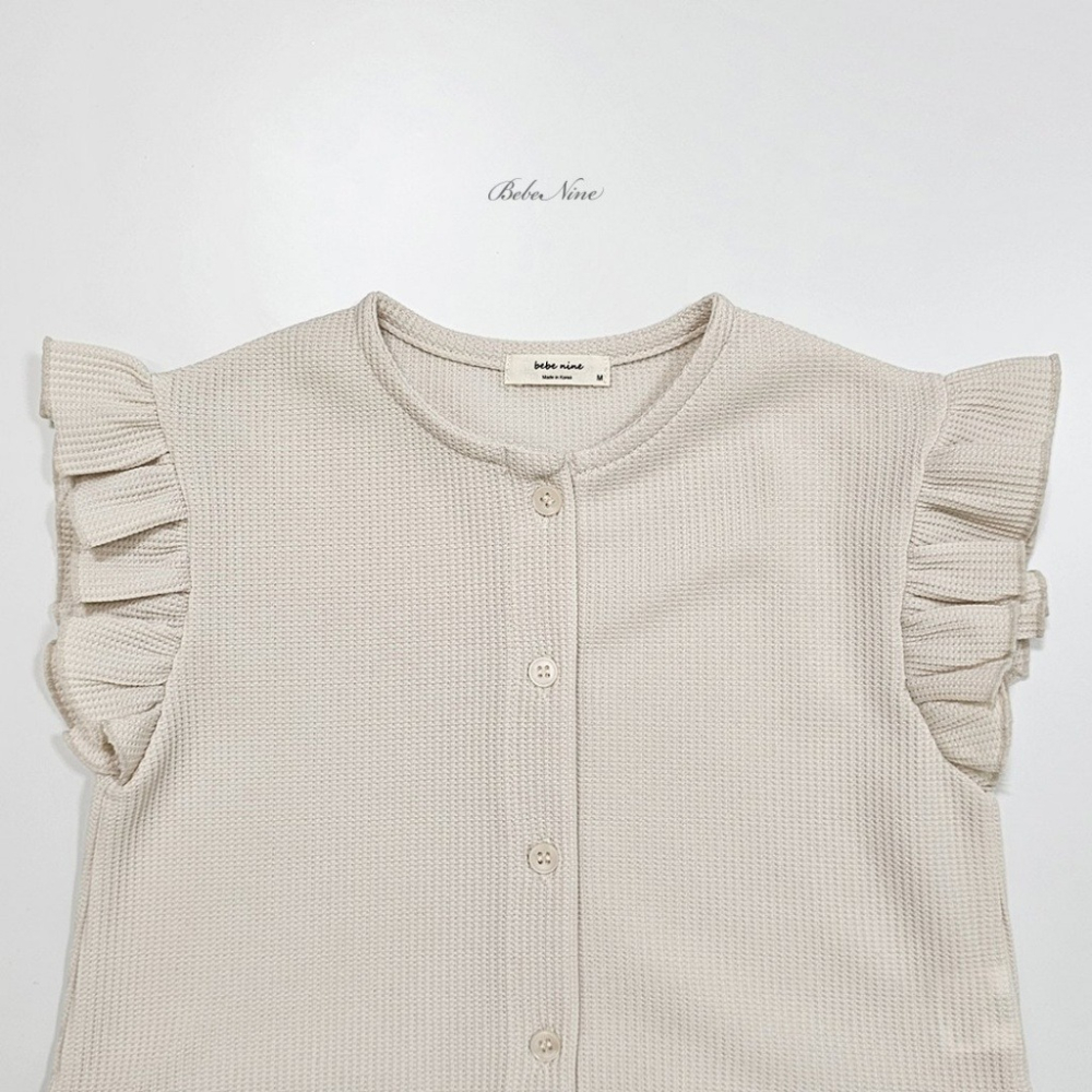 26夏 正韓 BEBENINE｜Milk Beige 簡約華夫格 荷葉邊套裝-細節圖6