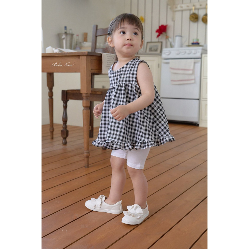 26夏 正韓 BEBENINE｜Milk Beige 經典格紋 傘狀無袖上衣-細節圖3