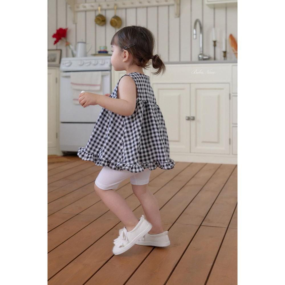 26夏 正韓 BEBENINE｜Milk Beige 經典格紋 傘狀無袖上衣-細節圖4